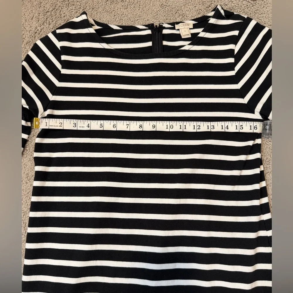 J. Crew Cotton Striped Ruffled Bell-Sleeve Shift T-shirt Dress. Size Small.